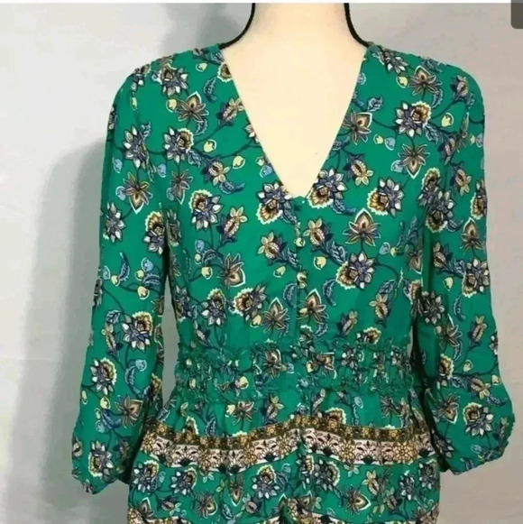 miami Tops - Mi Ami floral blouse small green
